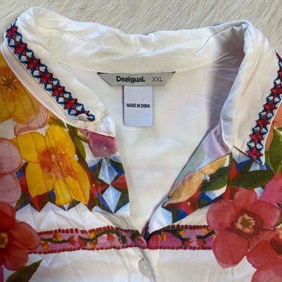 Desigual long-sleeved button down blouse vibrant and colorful floral print - Picture 7 of 9